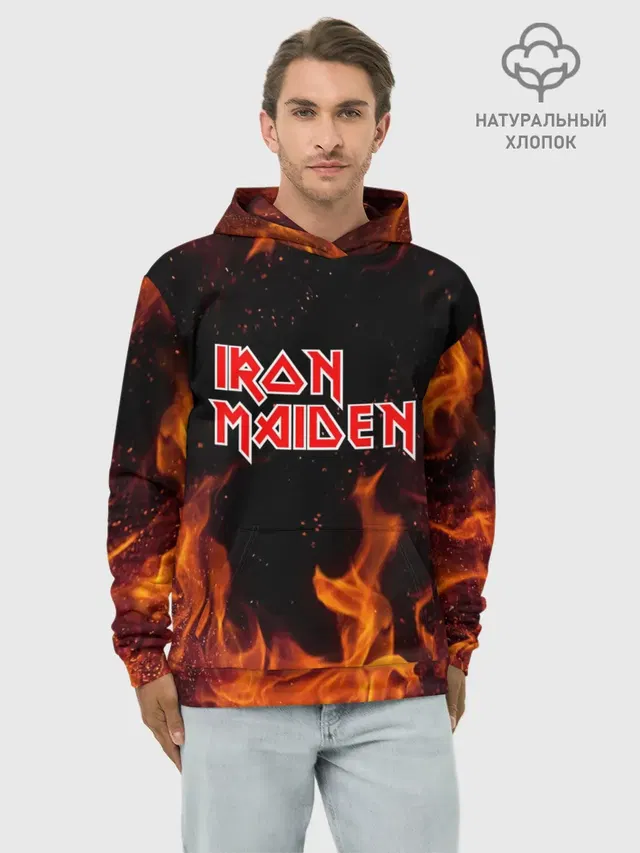 Худи мужской базовый хлопок с принтом «Fire»
