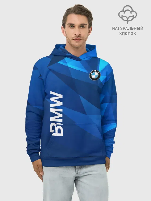 Худи мужской базовый хлопок с принтом «BMW»
