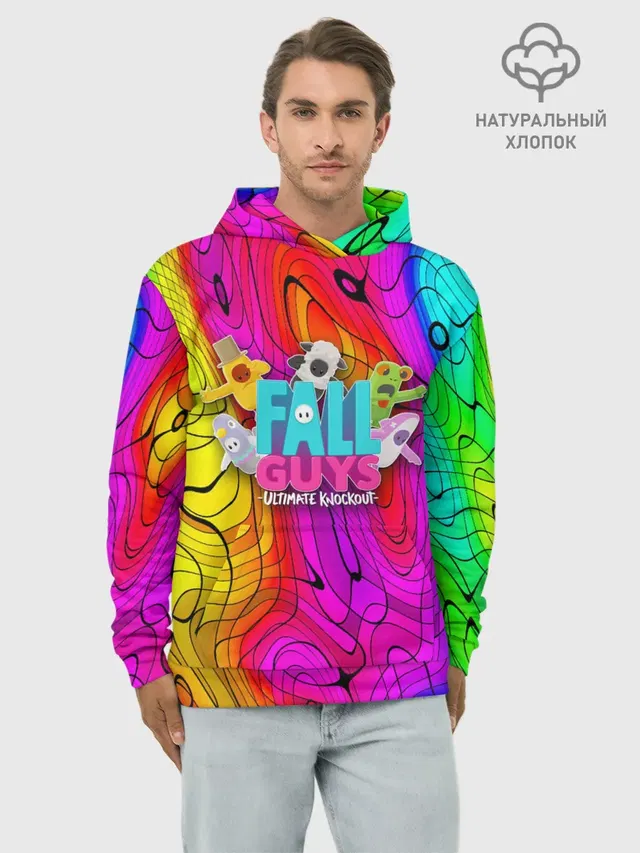 Худи мужской базовый хлопок с принтом «Fall Guys»