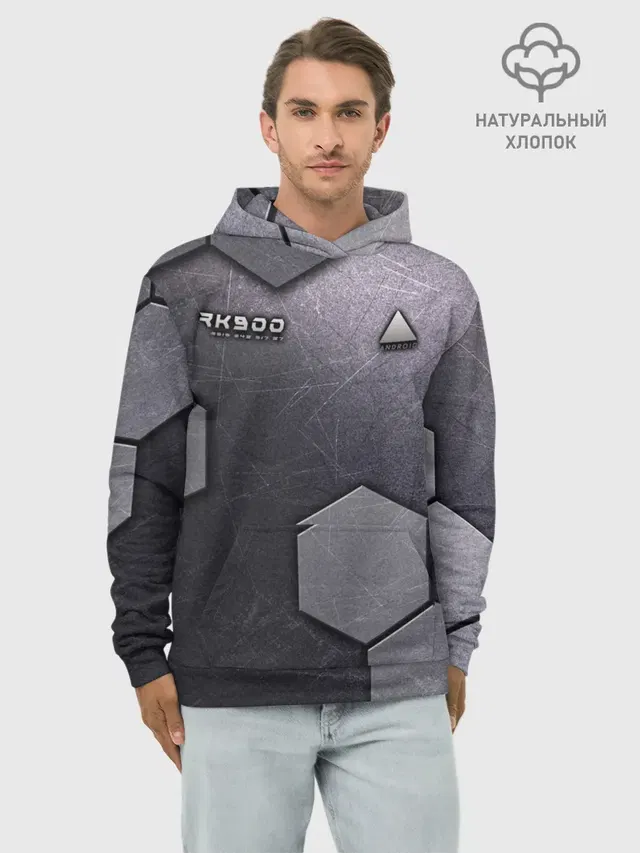 Худи мужской базовый хлопок с принтом «Android RK900»