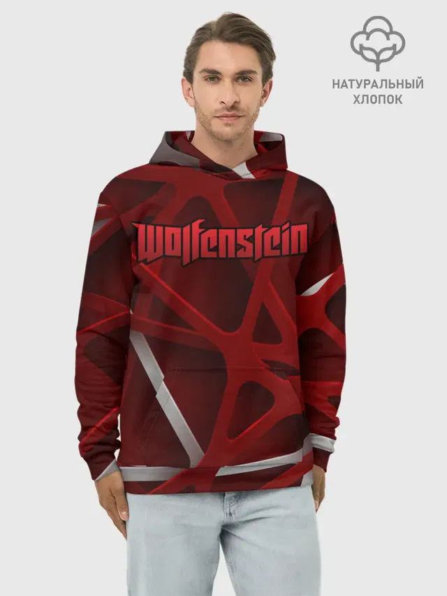 Худи мужской базовый хлопок с принтом «Wolfenstein»