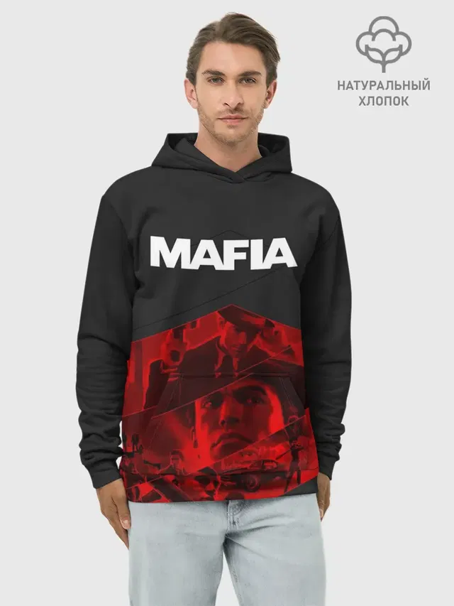 Худи мужской базовый хлопок с принтом «Mafia»