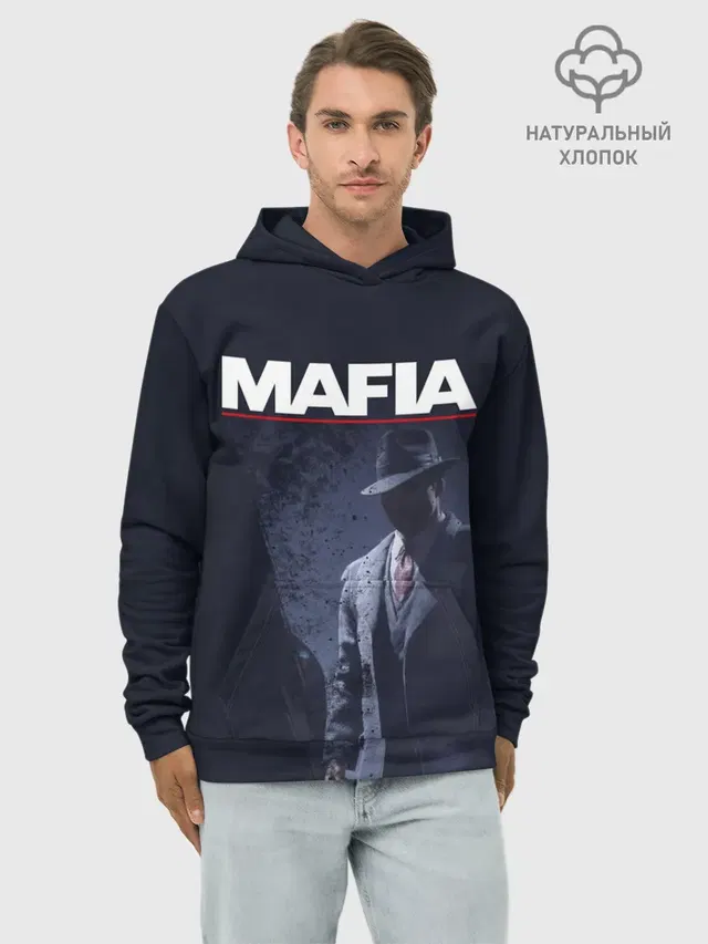 Худи мужской базовый хлопок с принтом «Mafia»