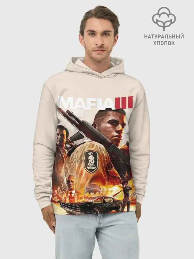 Худи мужской базовый хлопок с принтом «Mafia — Mafia 3»