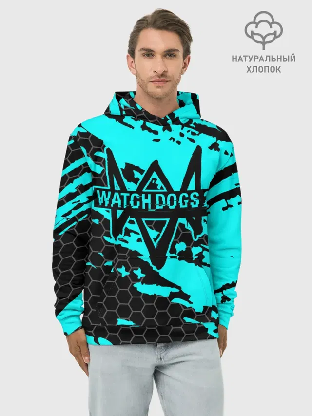 Худи мужской базовый хлопок с принтом «DedSec logo — WATCH DOGS»