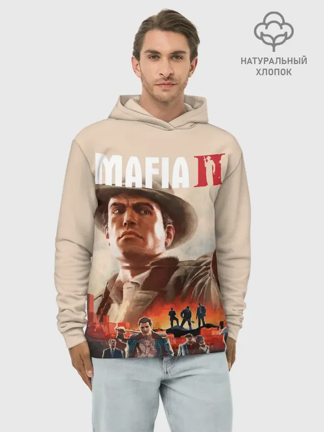 Худи мужской базовый хлопок с принтом «Mafia — Mafia II»