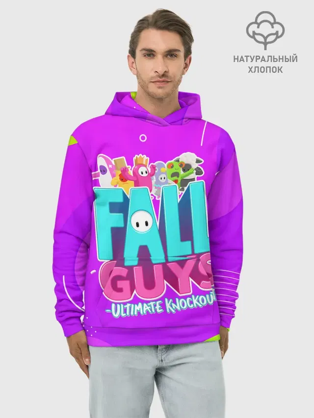Худи мужской базовый хлопок с принтом «Fall Guys»
