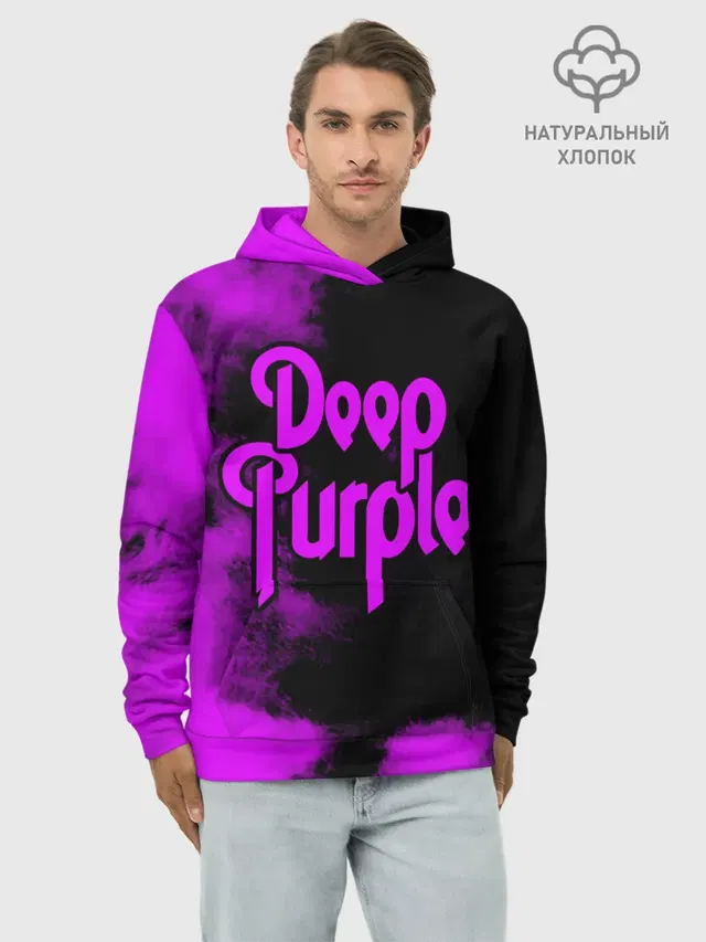 Худи мужской базовый хлопок с принтом «Deep Purple»