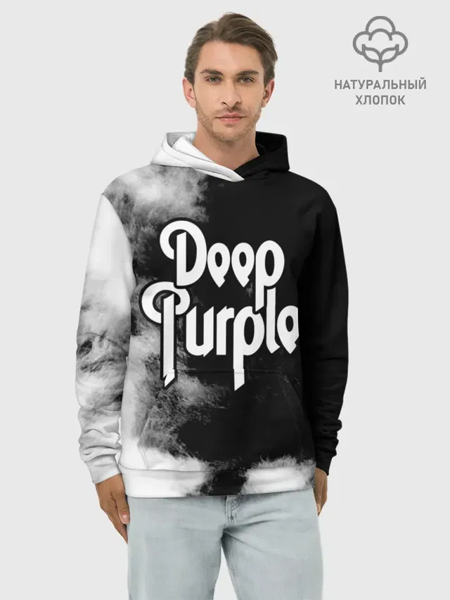Худи мужской базовый хлопок с принтом «Deep Purple»