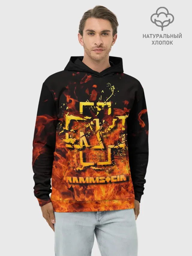 Худи мужской базовый хлопок с принтом «Rammstein»