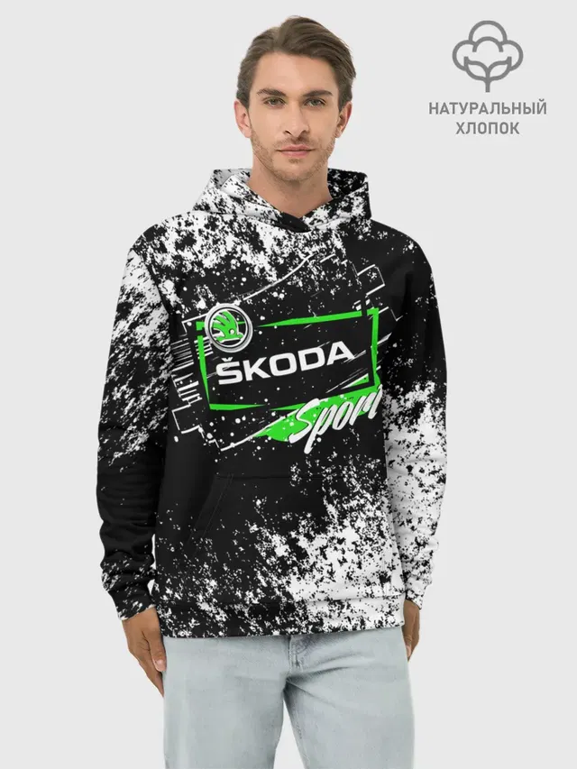 Худи мужской базовый хлопок с принтом «Skoda — SKODA SPORT»
