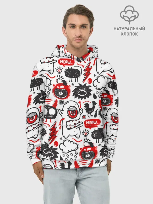 Худи мужской базовый хлопок с принтом «Pop Art»