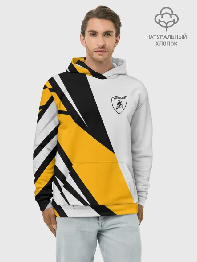 Худи мужской базовый хлопок с принтом «Lamborghini»