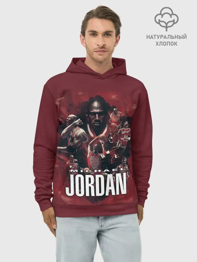Худи мужской базовый хлопок с принтом «НБА — MICHAEL JORDAN»