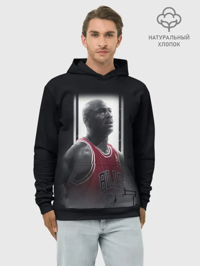 Худи мужской базовый хлопок с принтом «НБА — MICHAEL JORDAN»