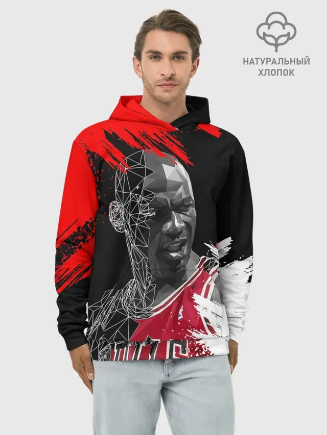 Худи мужской базовый хлопок с принтом «НБА — MICHAEL JORDAN»