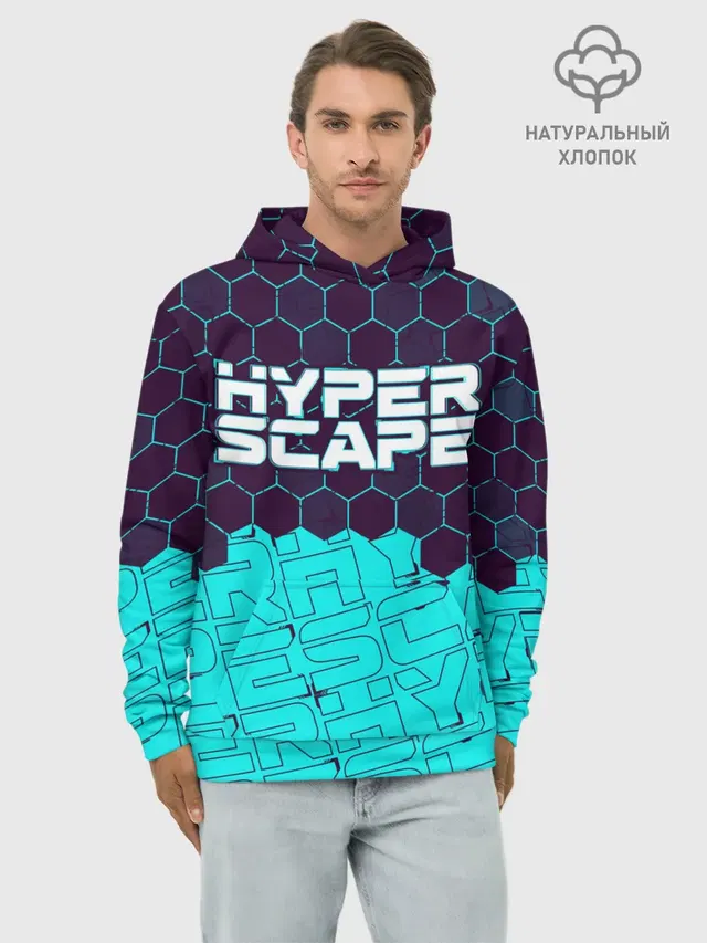Худи мужской базовый хлопок с принтом «Разные игры — HYPER SCAPE — ХАЙПЕР СКЕЙП»