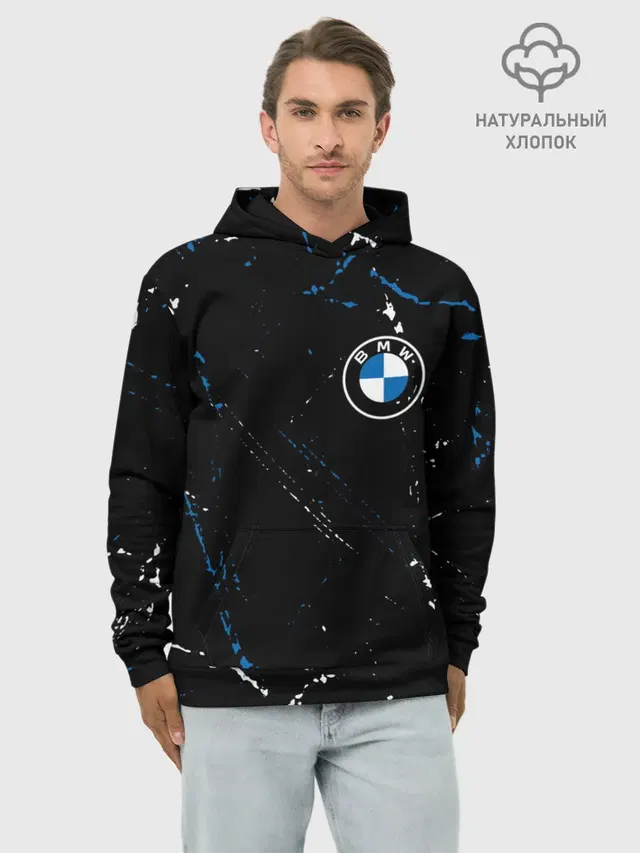 Худи мужской базовый хлопок с принтом «BMW»
