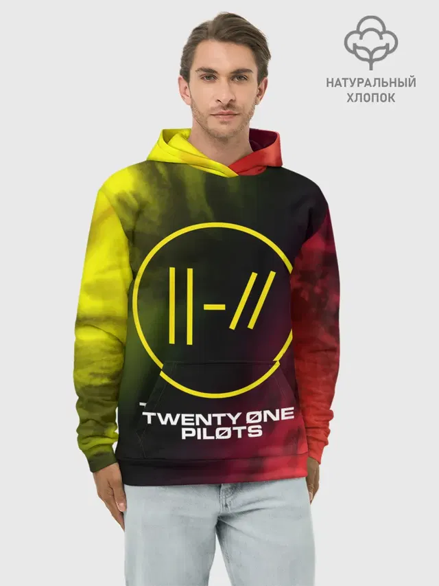Худи мужской базовый хлопок с принтом «Tie-dye — 21 PILOTS»