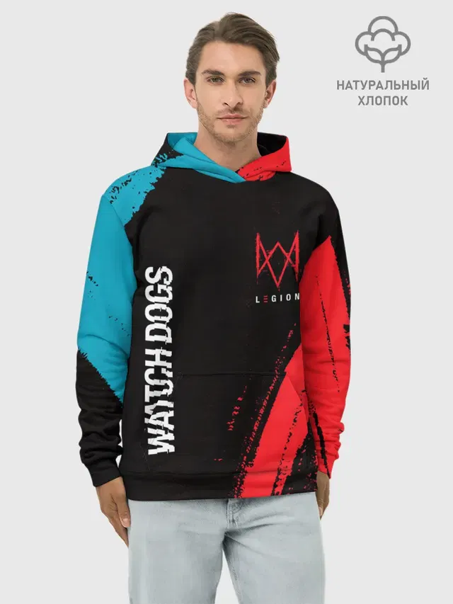 Худи мужской базовый хлопок с принтом «Вотч Догс — WATCH DOGS LEGION»