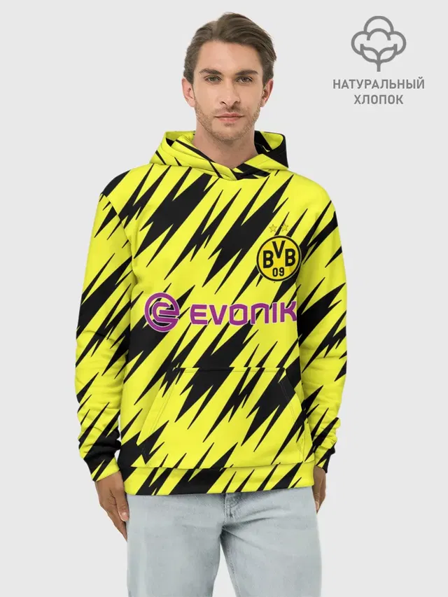 Худи мужской базовый хлопок с принтом «Borussia 2020-2021 г. — 2020-2021 г.»