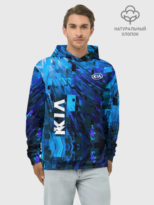 Худи мужской базовый хлопок с принтом «KIA»