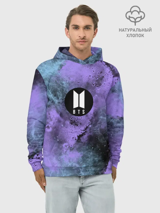 Худи мужской базовый хлопок с принтом «BTS»