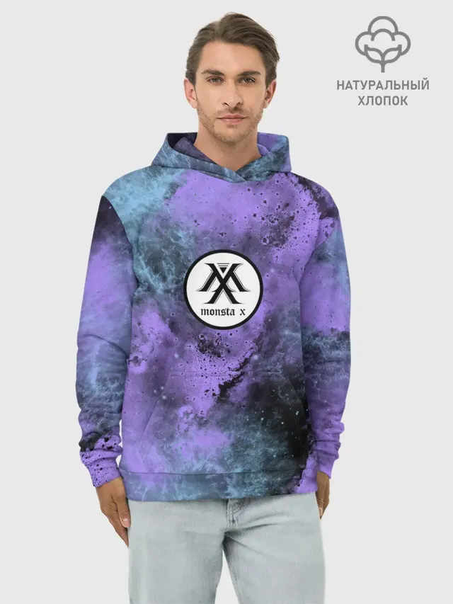 Худи мужской базовый хлопок с принтом «MONSTA X»