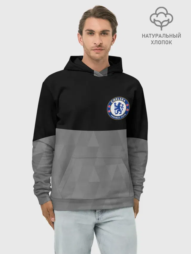 Худи мужской базовый хлопок с принтом «Chelsea London»