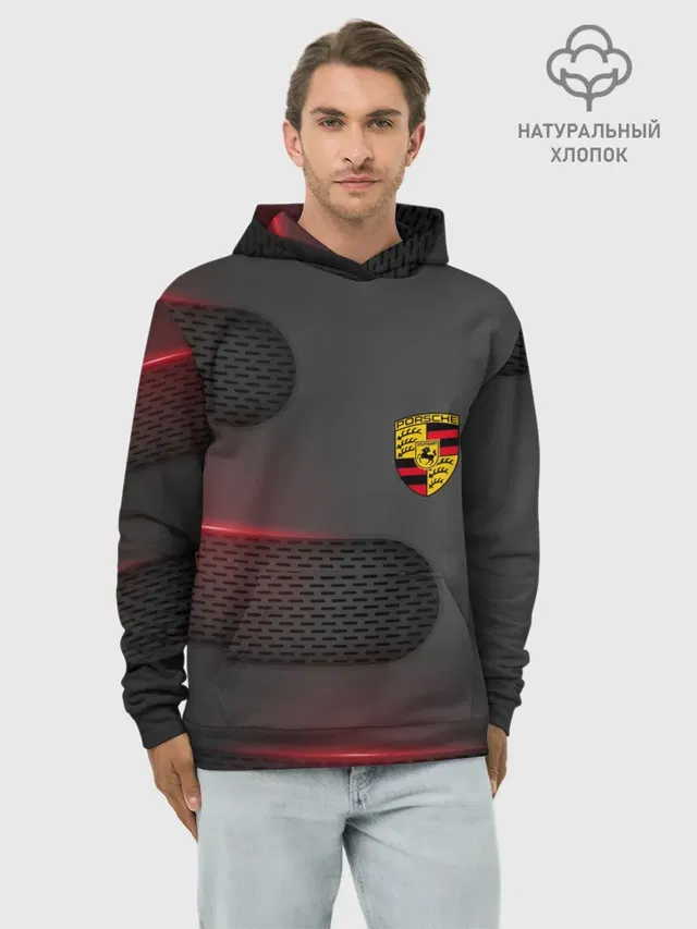 Худи мужской базовый хлопок с принтом «Porsche»