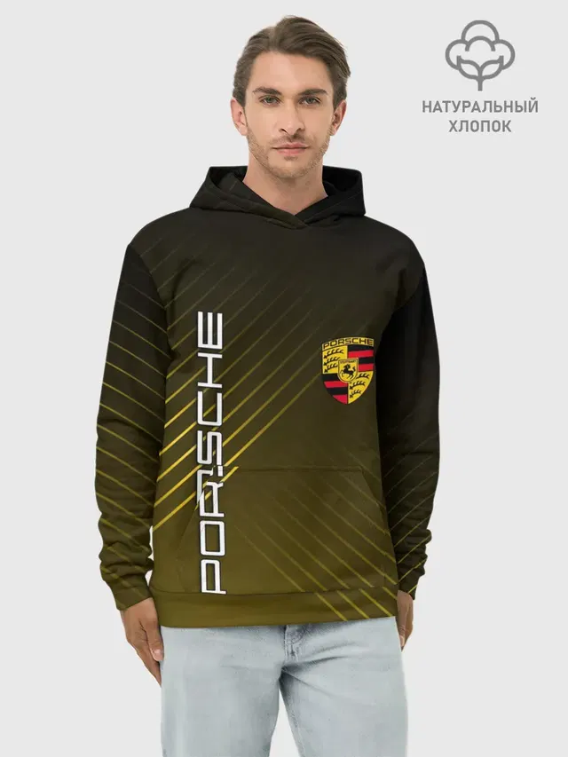 Худи мужской базовый хлопок с принтом «Porsche»