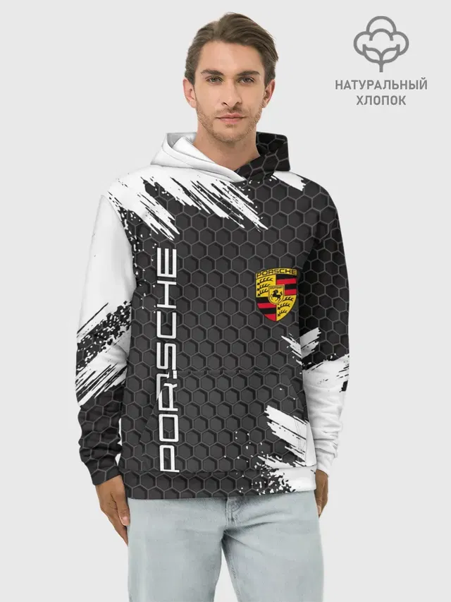 Худи мужской базовый хлопок с принтом «Porsche»