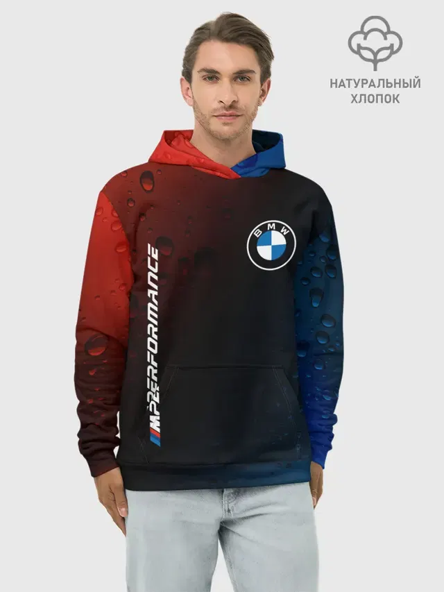 Худи мужской базовый хлопок с принтом «BMW»