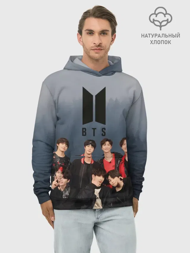 Худи мужской базовый хлопок с принтом «BTS — BTS Forest»