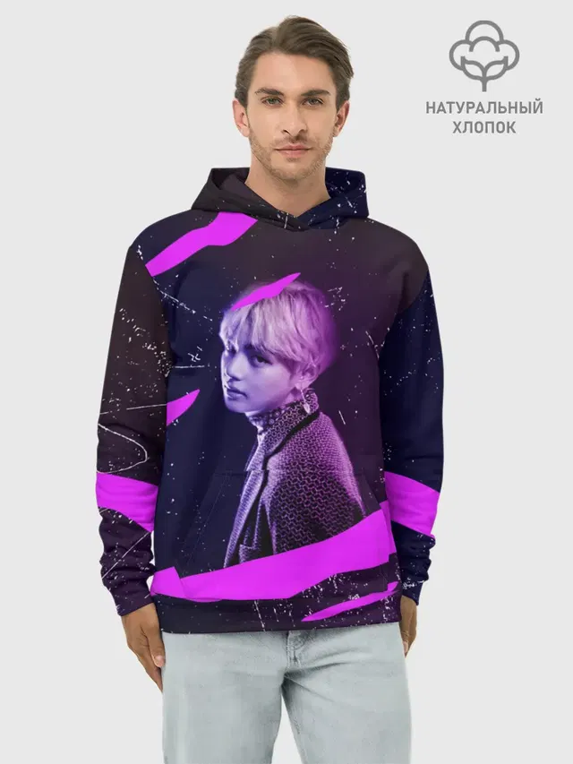 Худи мужской базовый хлопок с принтом «BTS»