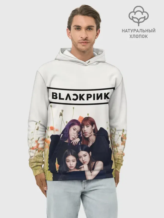 Худи мужской базовый хлопок с принтом «BlackPink»