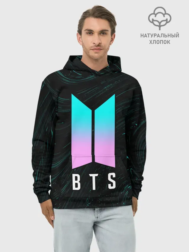 Худи мужской базовый хлопок с принтом «BTS»
