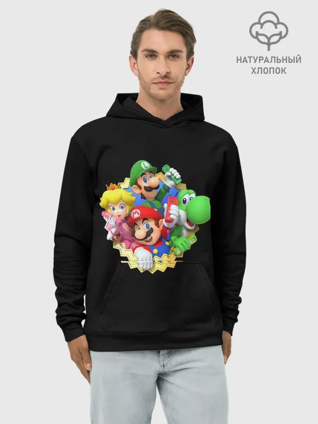 Худи мужской базовый хлопок с принтом «Princess Peach»