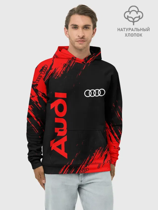 Худи мужской базовый хлопок с принтом «Audi»