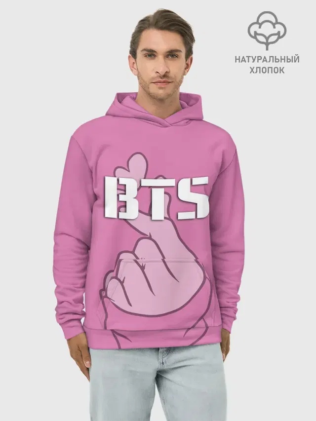 Худи мужской базовый хлопок с принтом «BTS»
