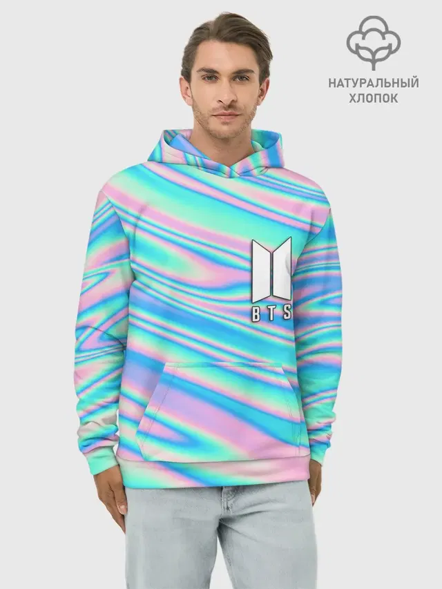Худи мужской базовый хлопок с принтом «BTS»