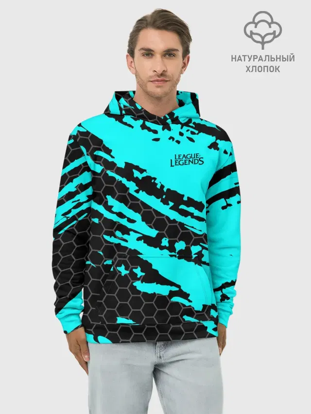 Худи мужской базовый хлопок с принтом «Hexagonal pattern»