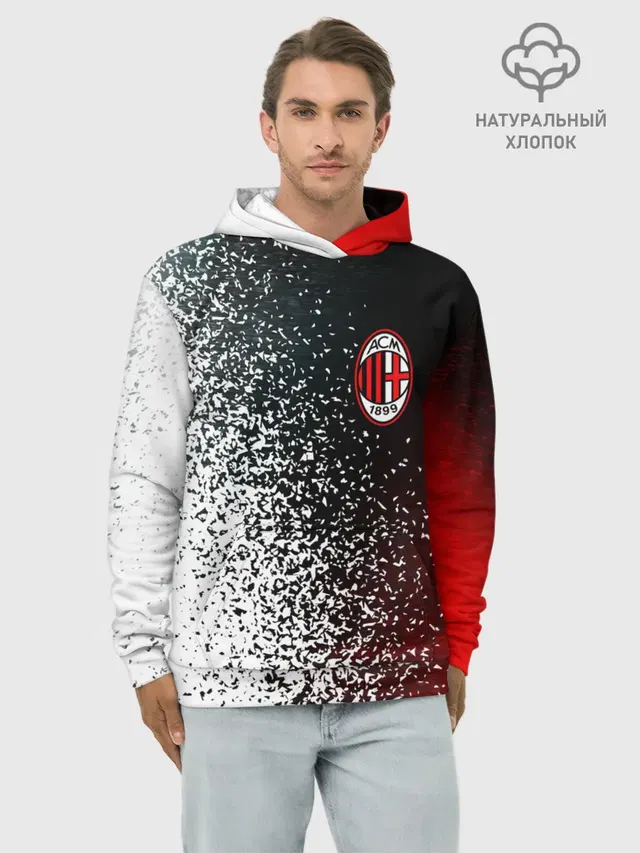 Худи мужской базовый хлопок с принтом «Disintegration effect — AC MILAN»