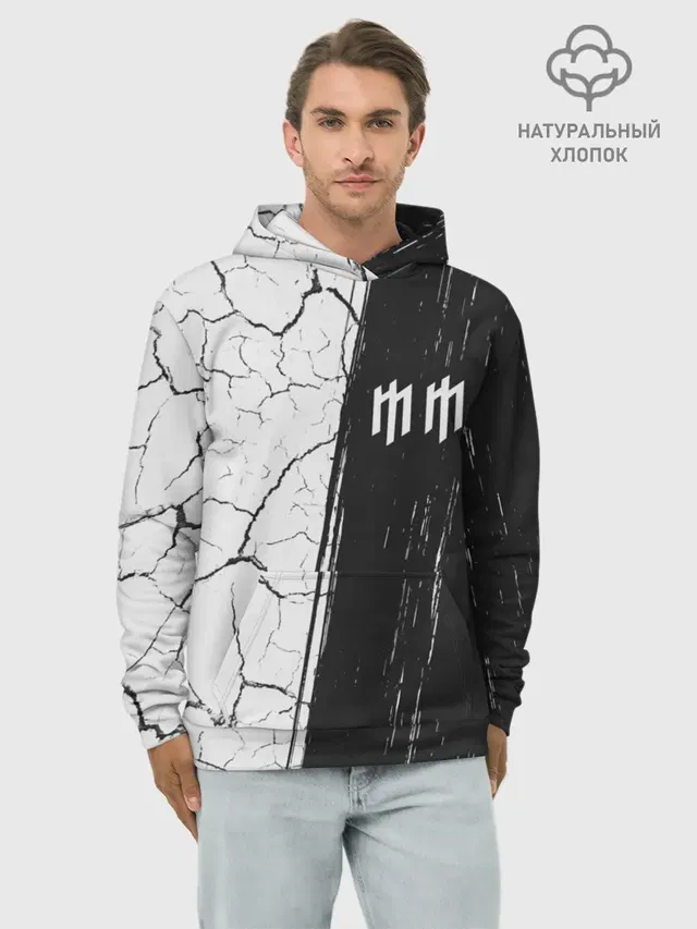Худи мужской базовый хлопок с принтом «Monogram — М. МЭНСОН»