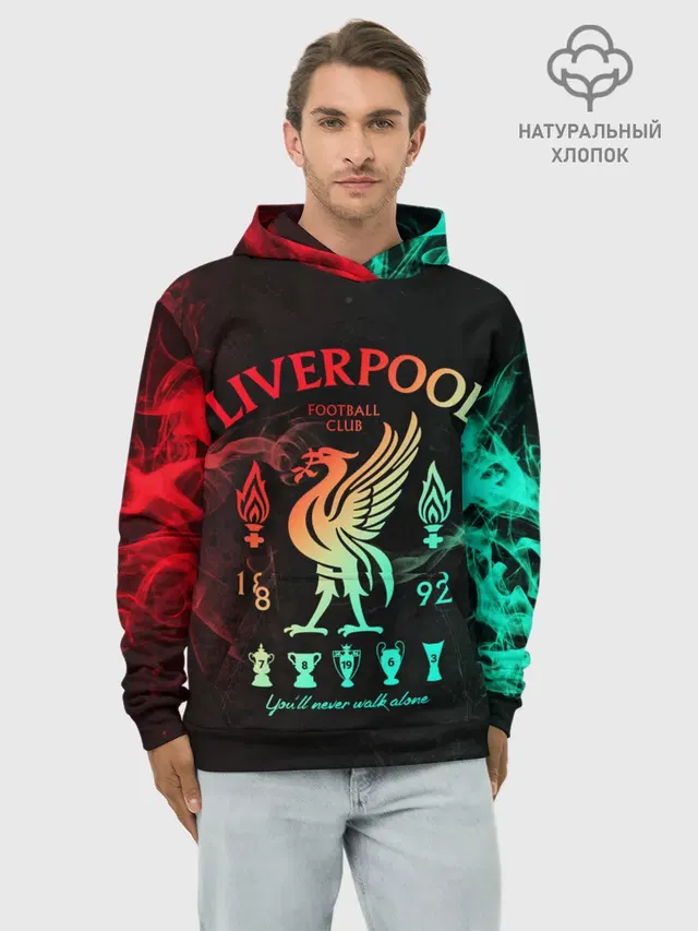 Худи мужской базовый хлопок с принтом «Football — LIVERPOOL FC»