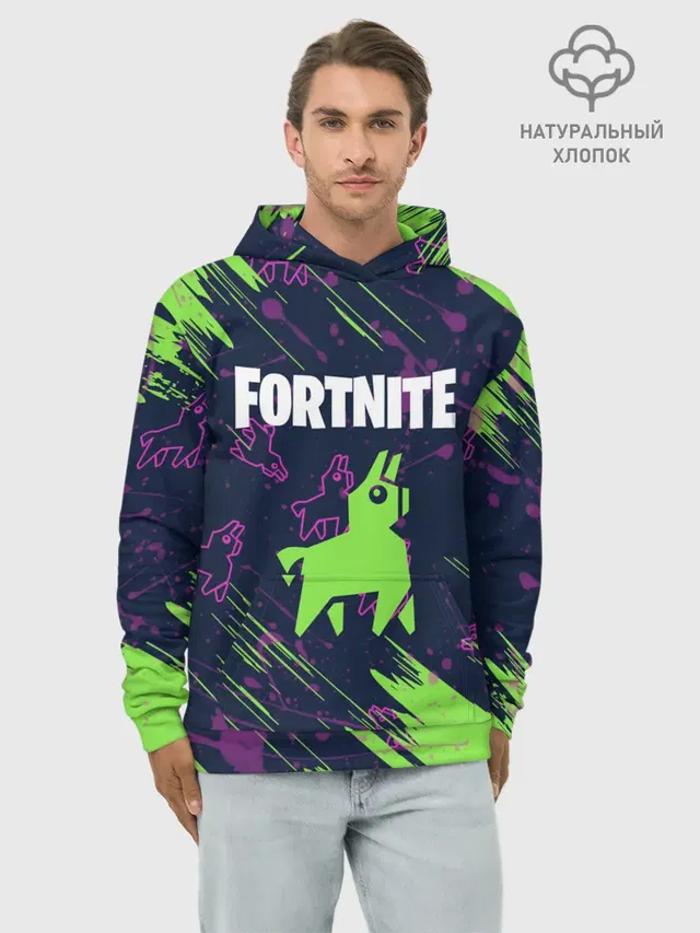 Худи мужской базовый хлопок с принтом «Фортнайт — FORTNITE LAMA.»