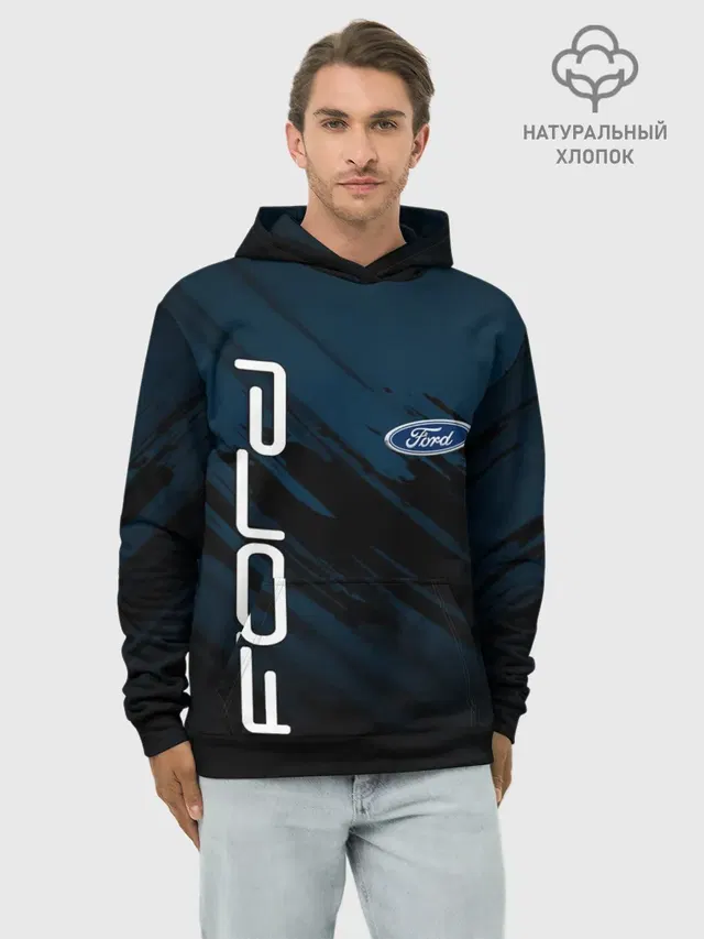Худи мужской базовый хлопок с принтом «Ford»