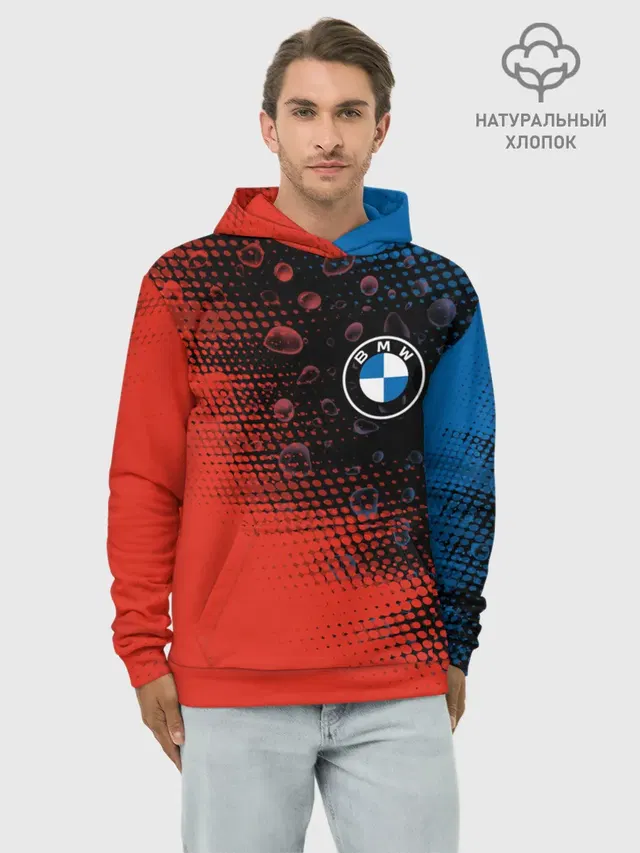 Худи мужской базовый хлопок с принтом «BMW»