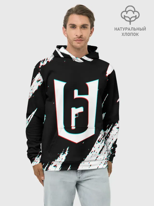 Худи мужской базовый хлопок с принтом «Glitch effect»