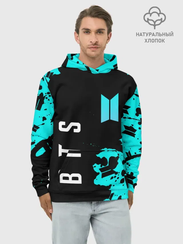 Худи мужской базовый хлопок с принтом «BTS»
